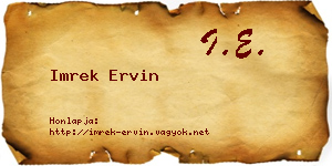 Imrek Ervin névjegykártya